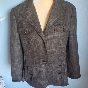 ECCOCI brown blue plaid blazer